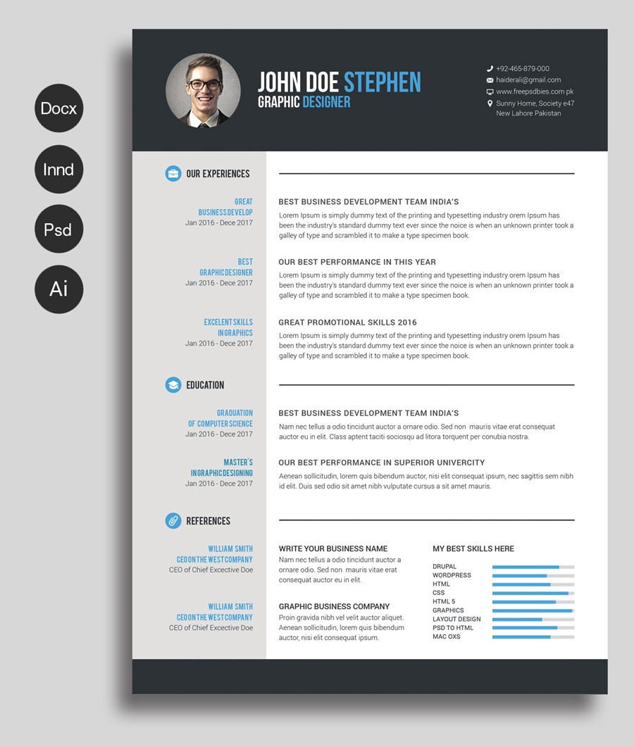 Free Ms.Word Resume and CV Template – Free Design Resources With How To Get A Resume Template On Word