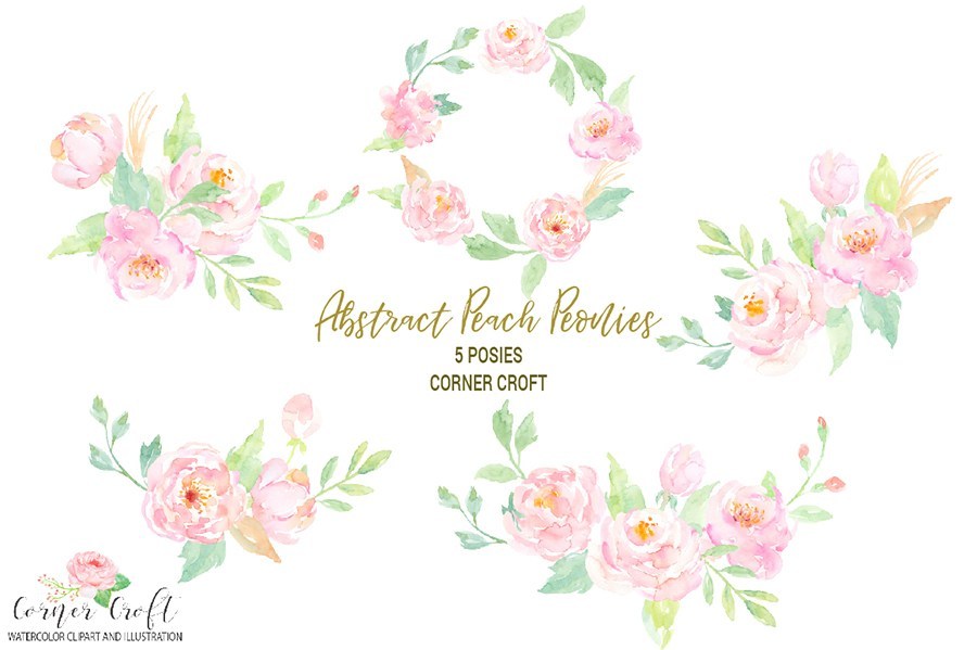 Free Abstract Peach Peonies
