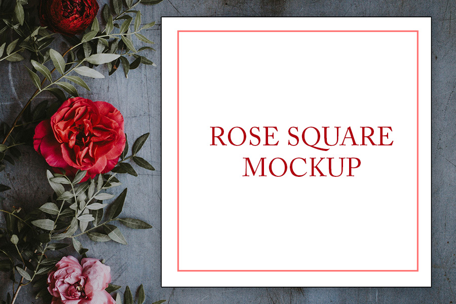 Square Card Roses Mockup