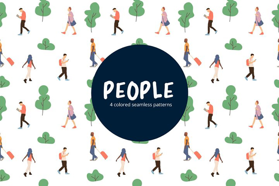 People Vector Free Seamless Pattern