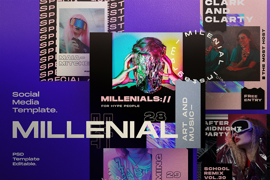 Millennial Social Media Template Free Design Resources