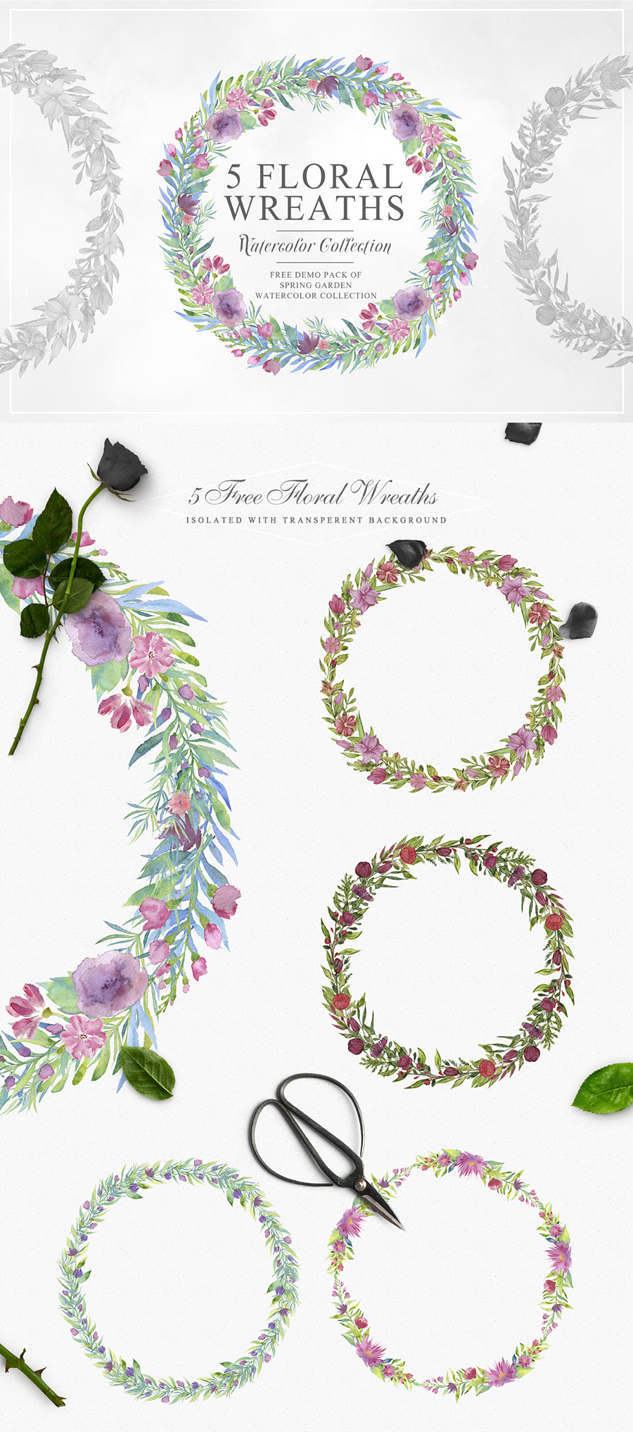 5 Free Beautiful Floral Wreath