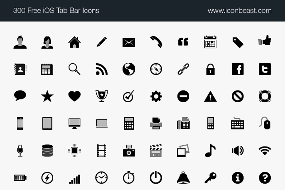 500 Free iOS Tab Bar Icons