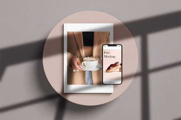 A4 Magazine with iPhone Mockup