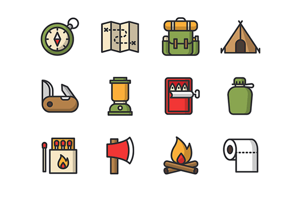 Free Minimal Camping Vector Icons