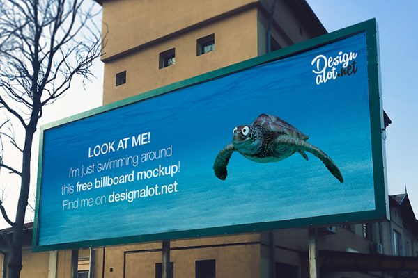 Free Wide Outdoor Billboard Mockup