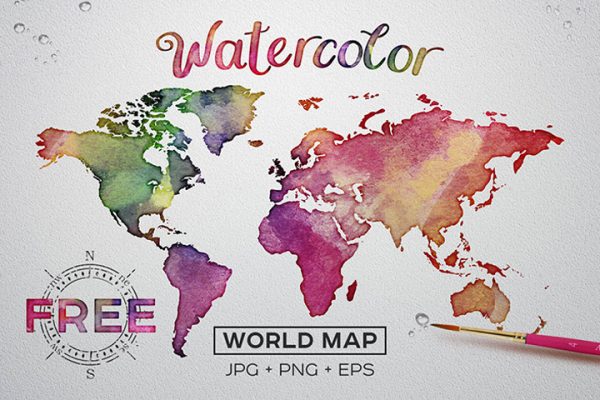 Free Watercolor World Map