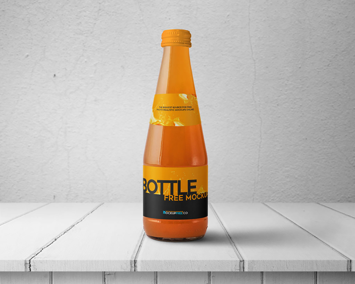 Free Orange Juice Glass Bottle Mockup PSD - Good Mockups