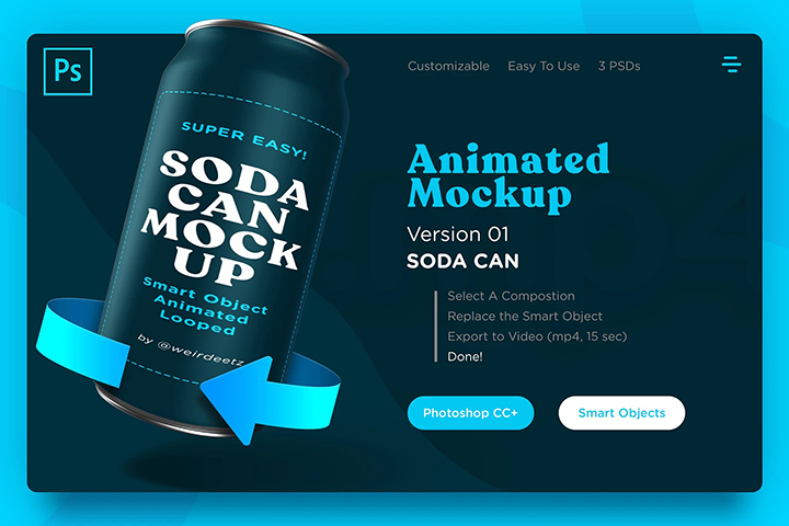 Free Sodacan Animated Mockup – Free Design Resources