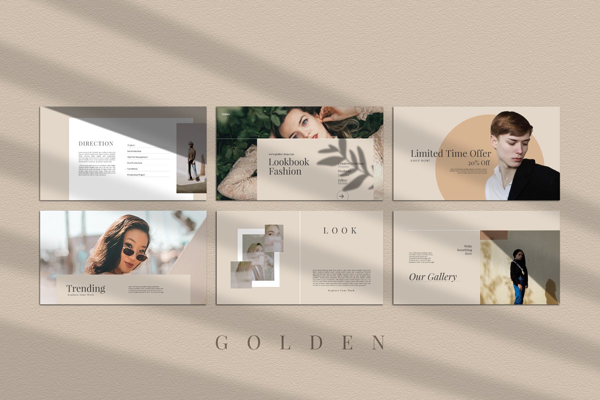 Golden Lookbook Fashion Powerpoint – Free Design Resources