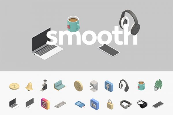 Free Smooth Isometric 3D Icons Collection