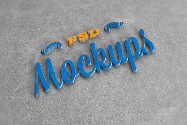 Free 3D Stylish Logo Mockup PSD Vol. 2