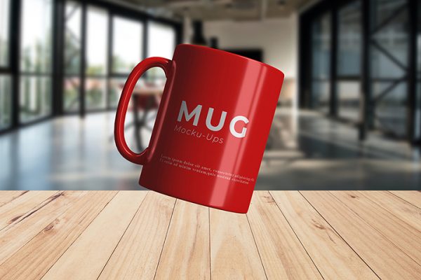 Realistic Floating Mug Mockup