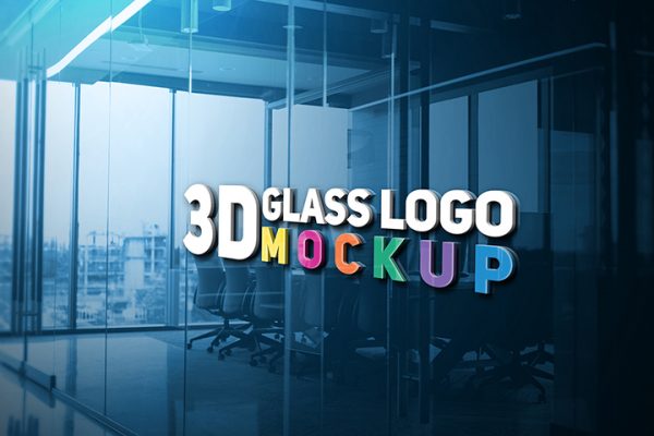 3D Glass Logo Mockup