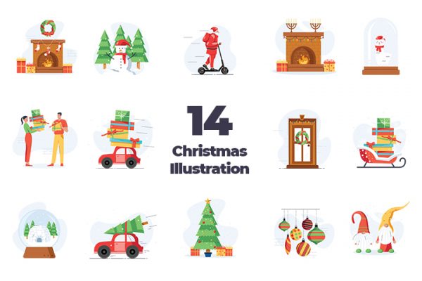 14 Christmas Illustration Pack