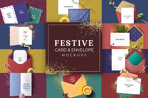 Festive Card & Envelope Mockup