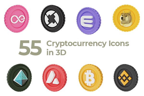 3D Cryptocurrency Icon Pack