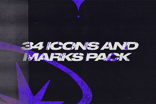 34 Grunge Icons & Marks Pack