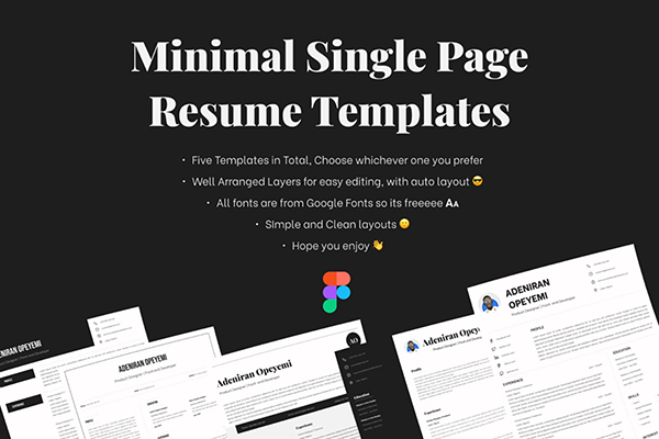 Minimal Single Page Resume Templates