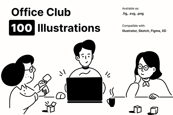 Office Club Illustration Pack