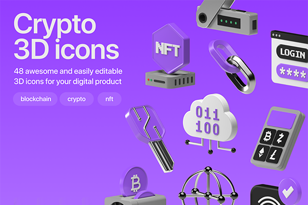 48 Crypto 3D Icons