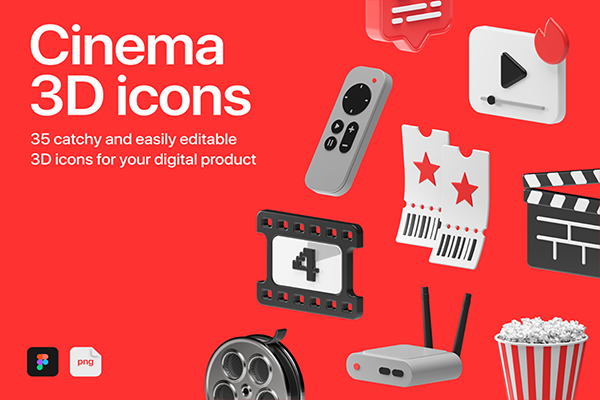 35 Cinema 3D Icons