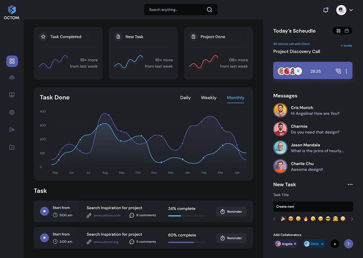 Task Management Dashboard UI Free Design Resources