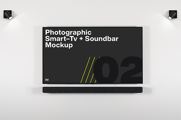 Smart TV with Soundbar Mockup