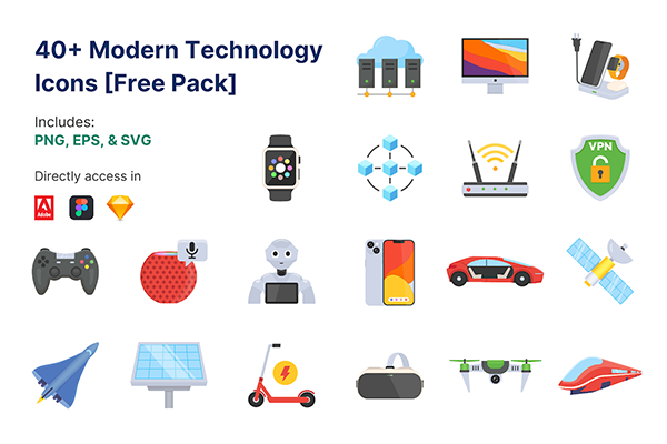 40+ Modern Technology Icons