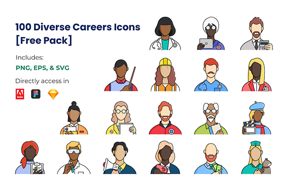 100 Diverse Career Icons