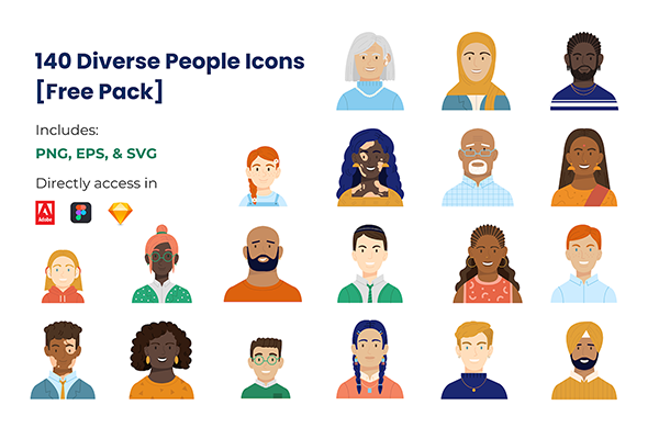 140 Diverse People Icons