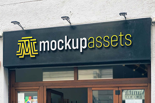 3D Logo Store Sign Mockup