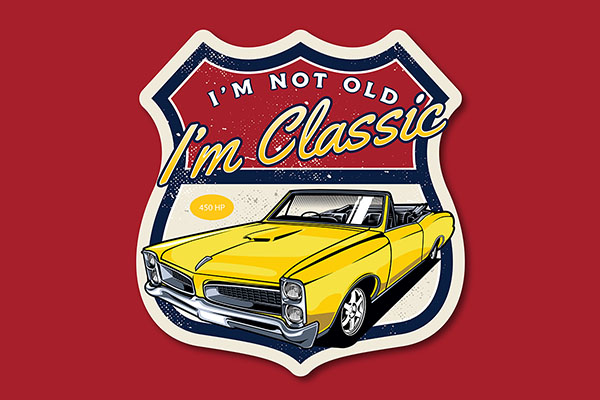 Yellow Classic Car Illustration