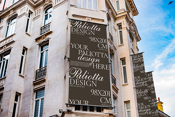 Tall Outdoor Banner Mockup