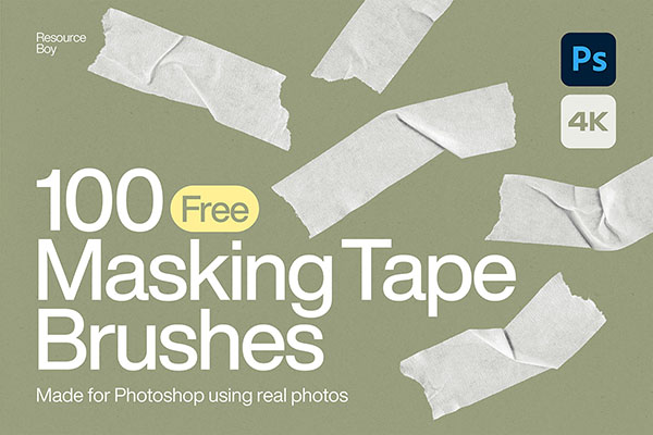 100 Masking Tape Photoshop Brushes