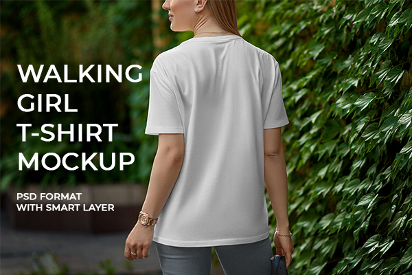 Walking Girl T-shirt Mockup