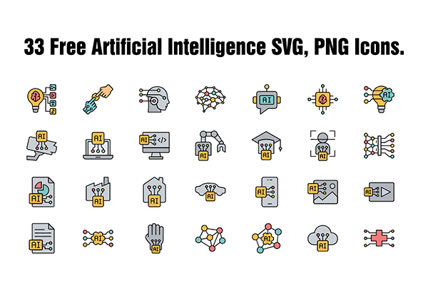 34 Artificial Intelligence Icons