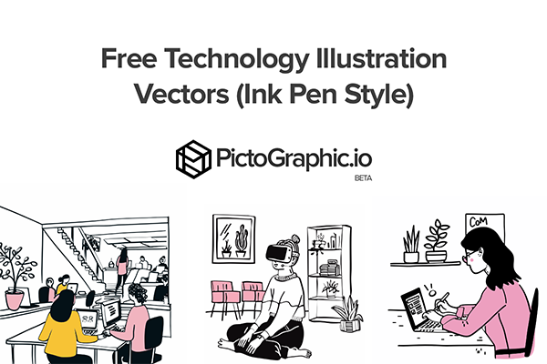Ink-Pen Technology Vectors Illustration